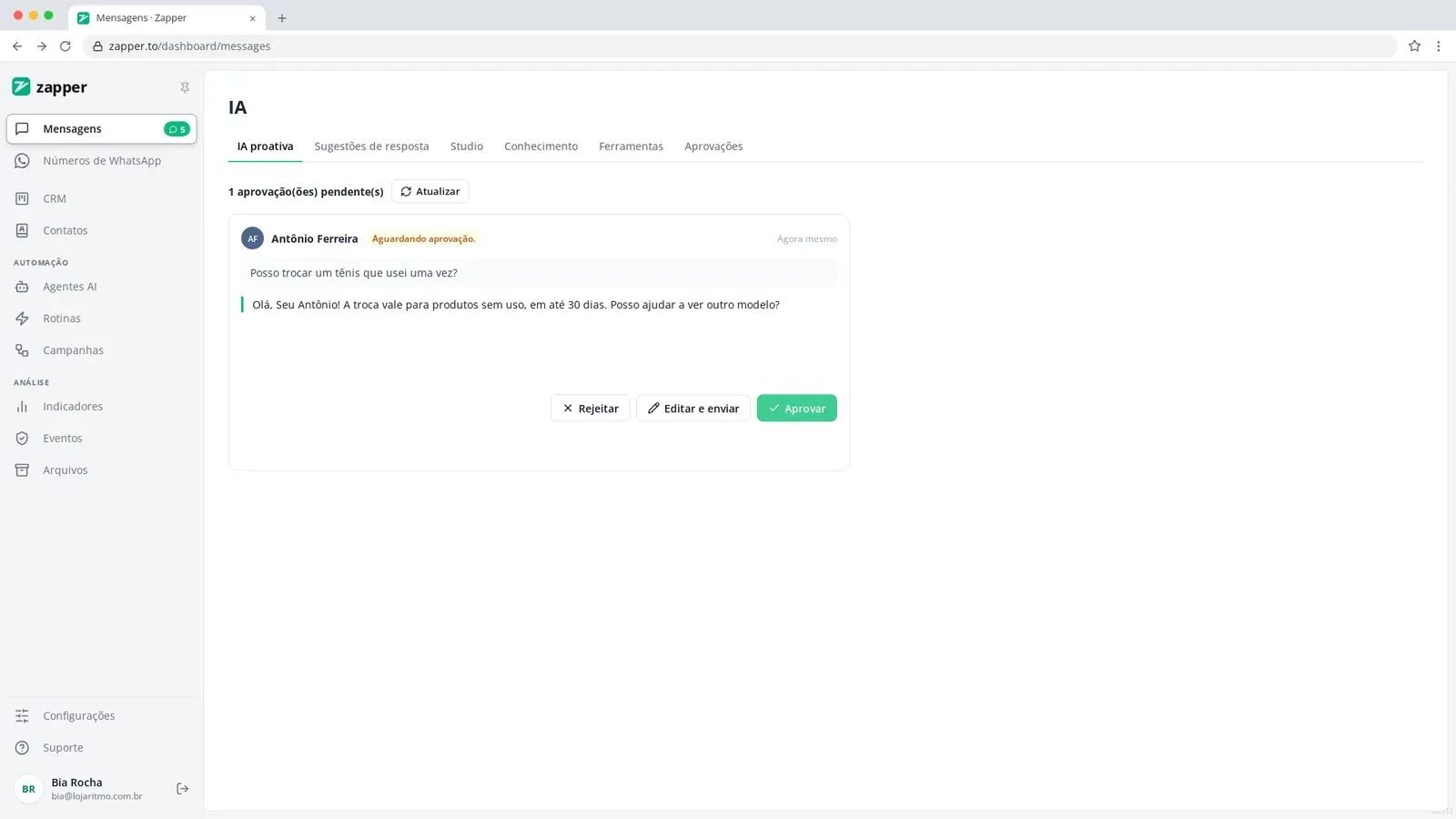 Tela do passo 1: Ensine com seus arquivos