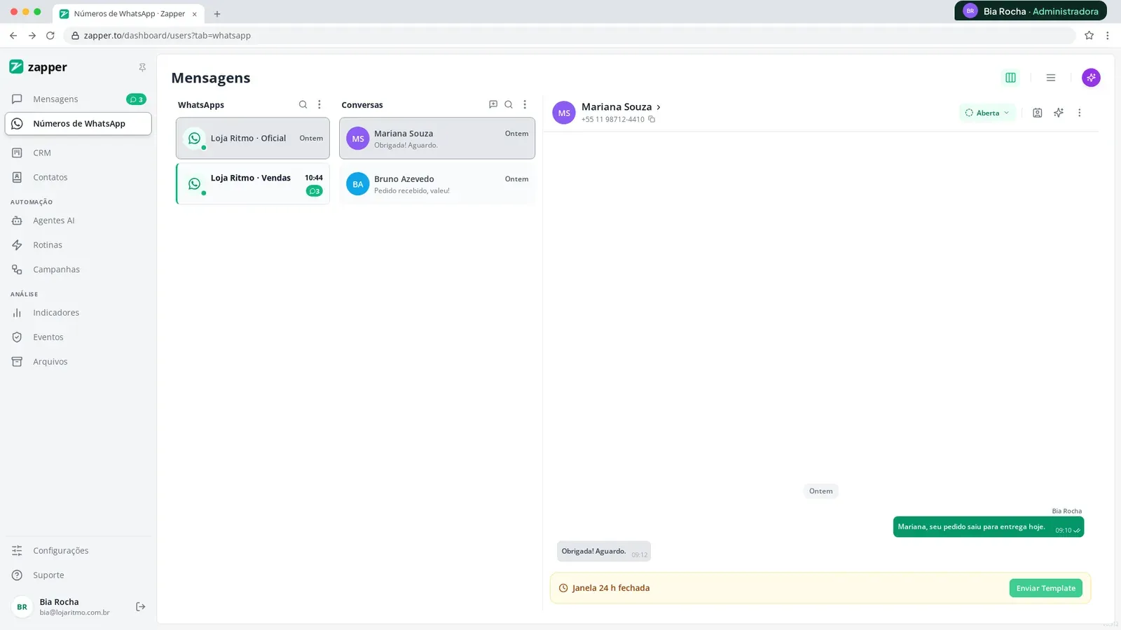 Tela do passo 1: Escolha "WhatsApp API"