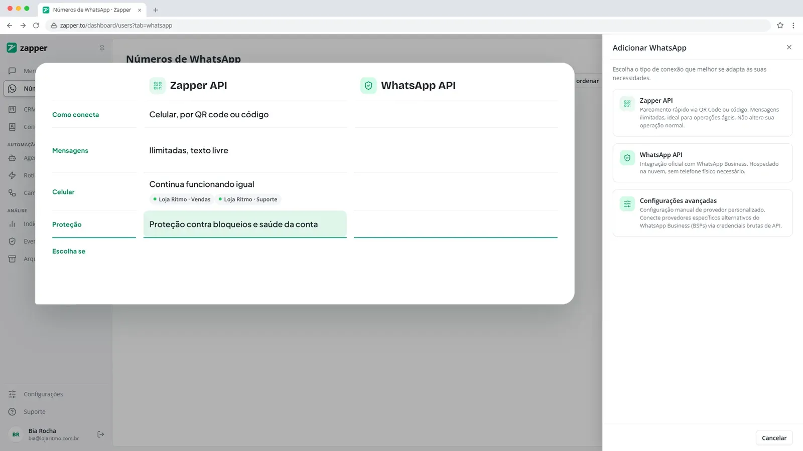 Tela do passo 2: Conheça a "Zapper API"