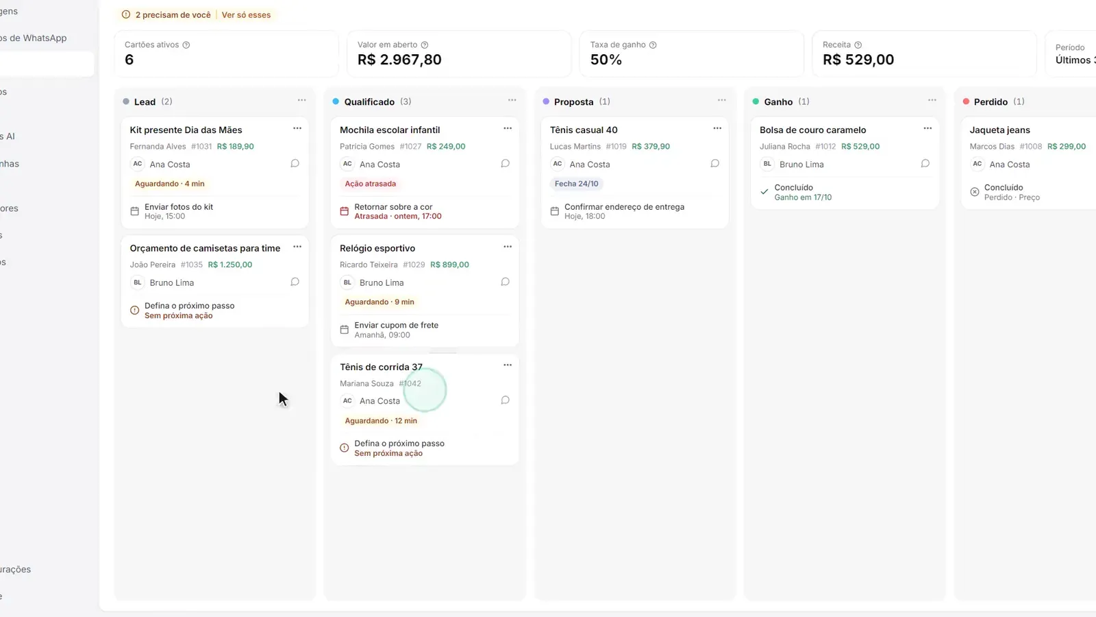 Pantalla del paso 3: Arrastra la tarjeta cuando la venta avanza