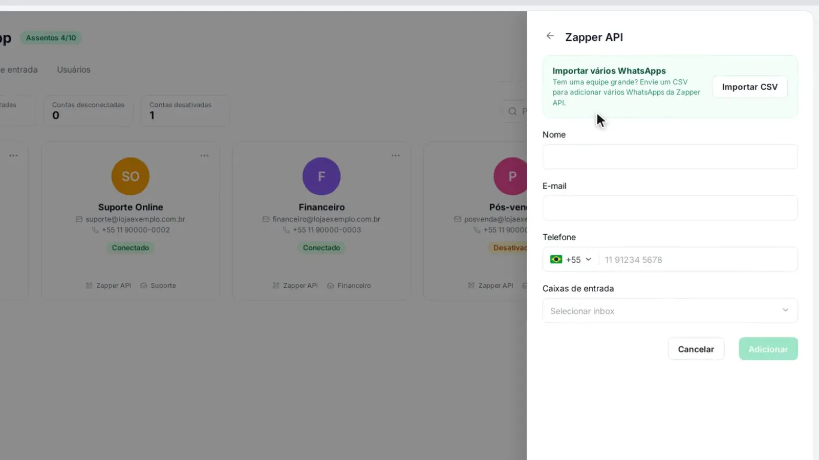 Tela do passo 3: Escolha "Zapper API"