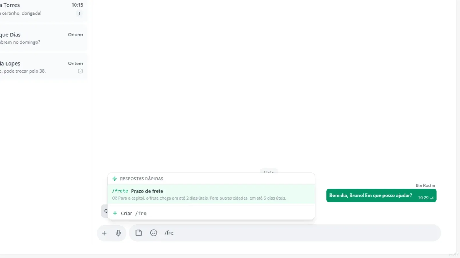 Tela do passo 4: Use na conversa com /