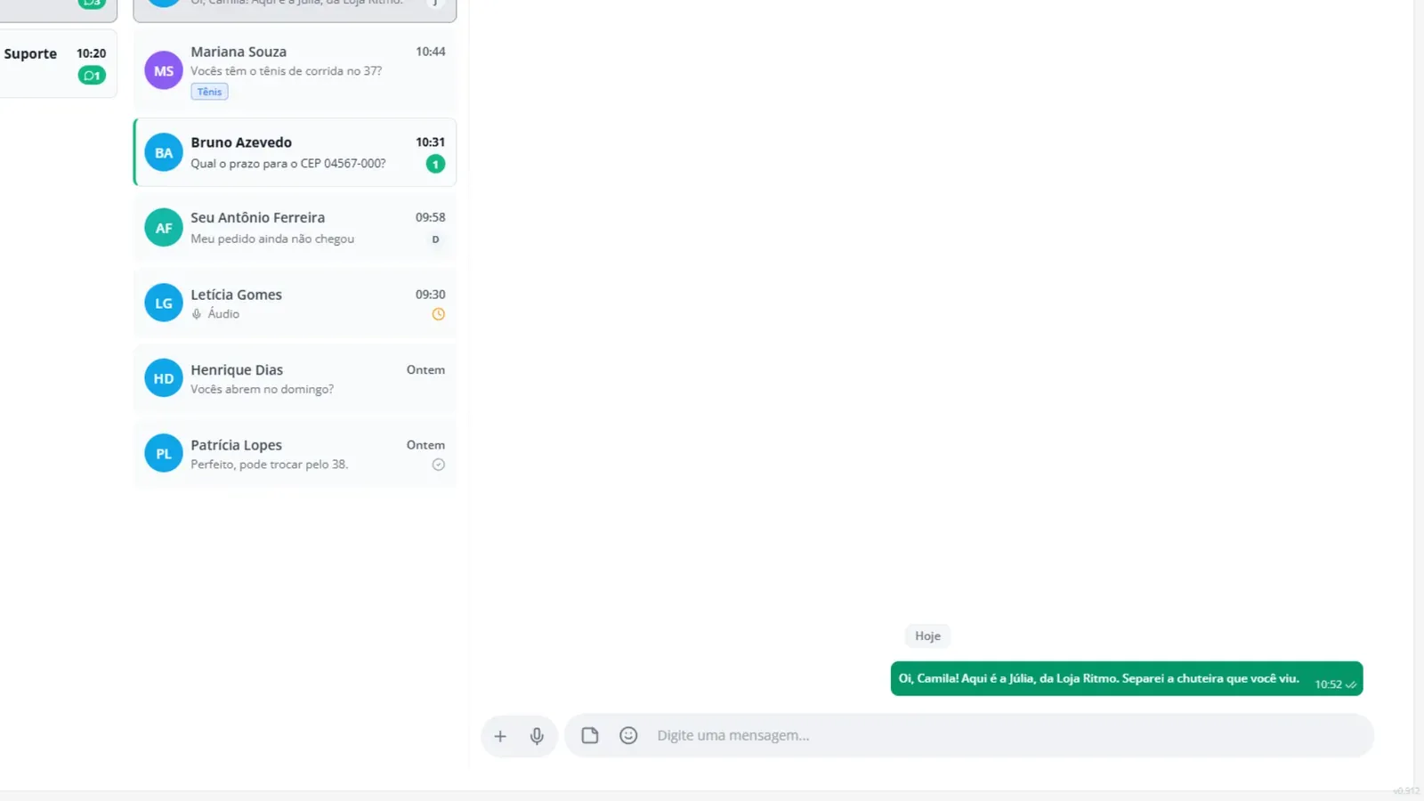 Tela do passo 4: Inicie a conversa e escreva