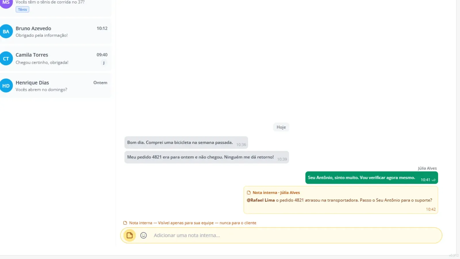 Tela do passo 4: Veja a nota na conversa
