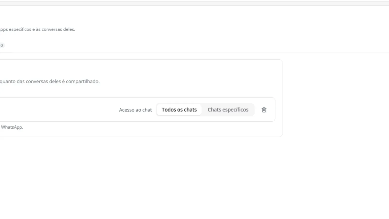 Tela do passo 4: Escolha quanto da conversa liberar