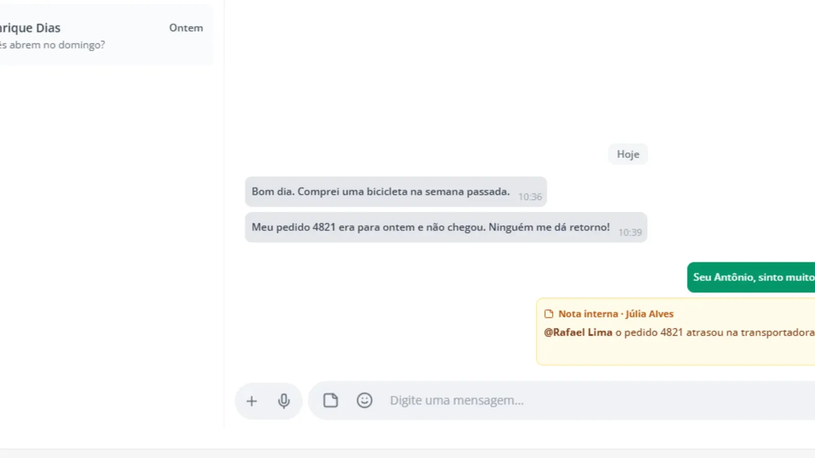 Tela do passo 5: Volte a falar com o cliente