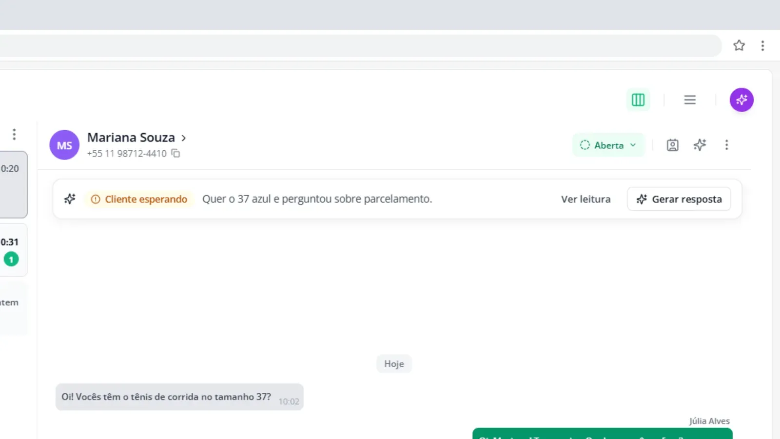 Tela do passo 5: Gere uma resposta pela faixa da IA