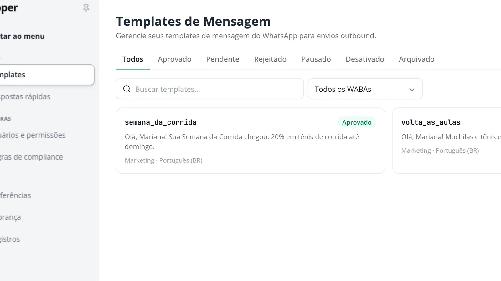 Tela do passo 5: Envie para aprovação