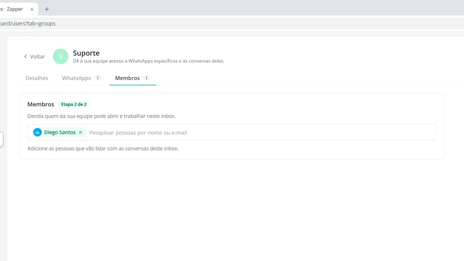 Tela do passo 5: Adicione os membros