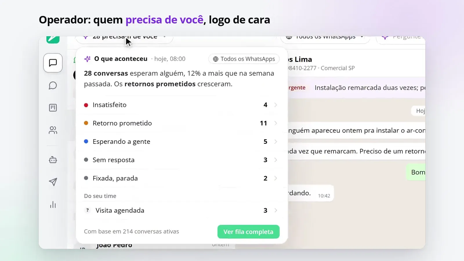 Tela do passo 5: Atenda pela fila
