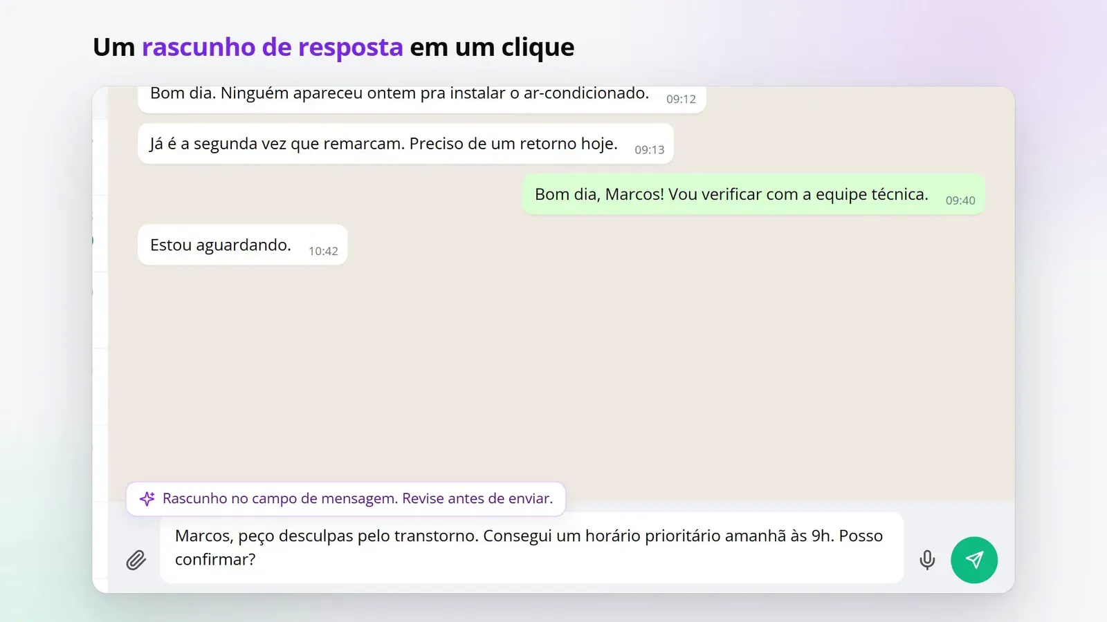 Tela do passo 6: Gere um rascunho e revise