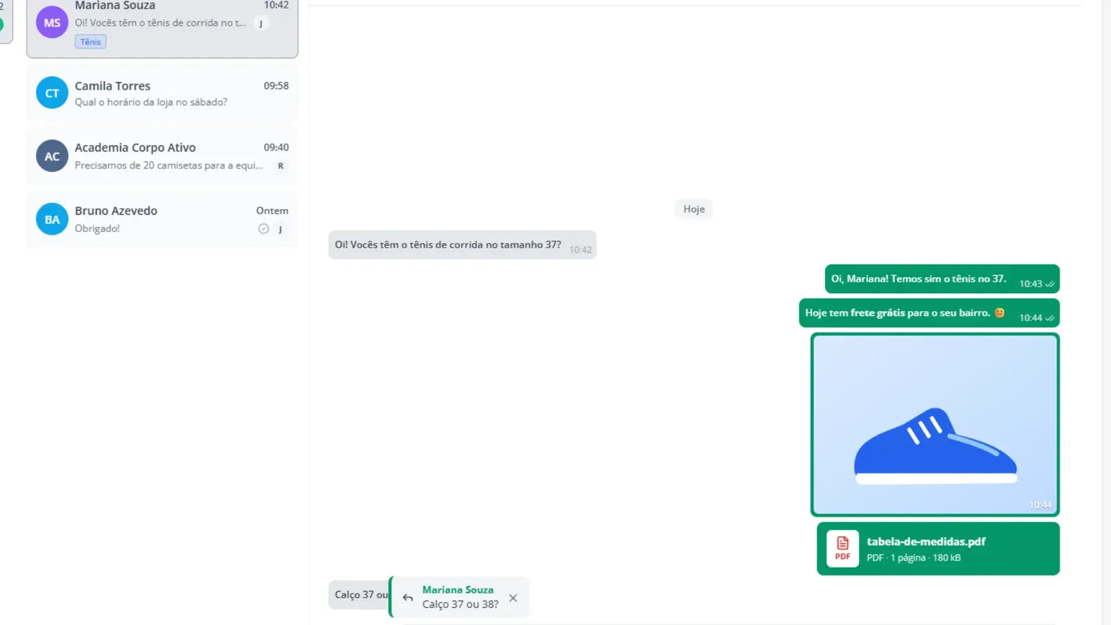 Tela do passo 6: Responda citando uma mensagem